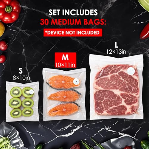 Image of Reusable Vacuum Sealer Bags for Food - 30 Medium (10 x 11 in) For Elxis Vacuum Sealer (Without Vacuum Sealer)