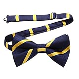 Enlision Mens Bow Ties Classic Pre-Tied Gold Bow Tie for Men Boys Woven Formal Stripe Clip on Bowtie