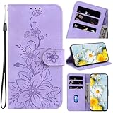 Funda para Xiaomi Redmi Note 14 Pro 5G/Note 14 Pro+ 5G Funda de piel, Redmi Note 14 Pro 5G/Note 14 Pro+ 5G, diseño de flores, funda tipo libro con tarjetero y cierre magnético, color lila