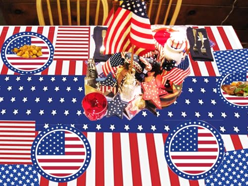 4th of July Decorations, 4th of July Paper Plates Napkins Patriotic Party Supplies,American Flag Themed Tablecloths Banner Patriotic Decorations Sets,Red White Blue Decor for Independence Day Serve 30 - Image 4