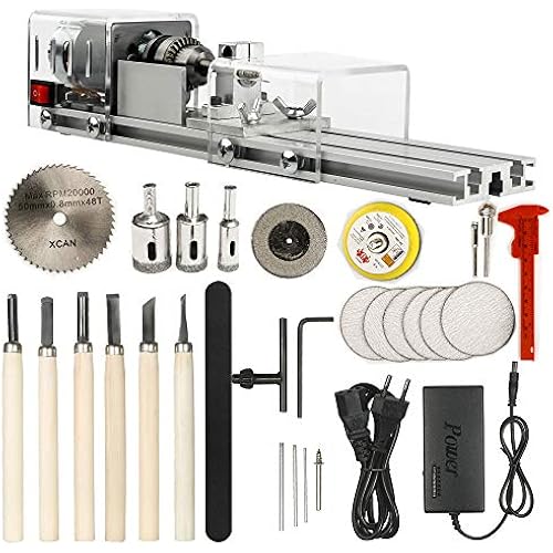 OPHIR 100W Mini Wood Lathe Machine, DIY Woodworking Tool, 24V DC