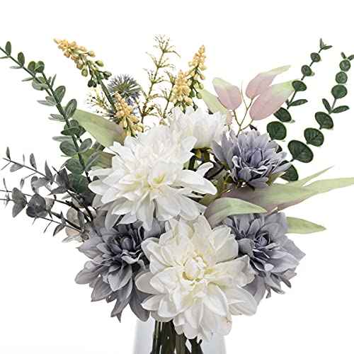 Cozzi Codi Fake Flowers Artificial Blue Flowers With Vase, Table Centerpieces For Dining Room, Silk Flower Arrangements For Home, Living Room Bathroom Plant Decor, Centerpiece Table Decorations #TOP2