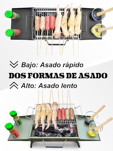 Miniatura 8 de Charmline 35 23cm Barbacoa De Carbón Portátil Plegable, Barbacoa Portatil Carbon Para Uso En Exteriores,Parrilla De Barbacoas Para Camping, Picnics, Jardines Y Fiestas En La Playa, Negro
