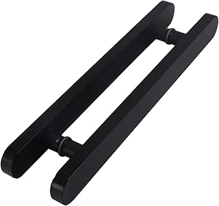 Wood Door Handle Pull,Round Barn Door Handles Wide Push Pull Door Entry Gate Bar for Internal External, Black-Length 60cm(24inch)