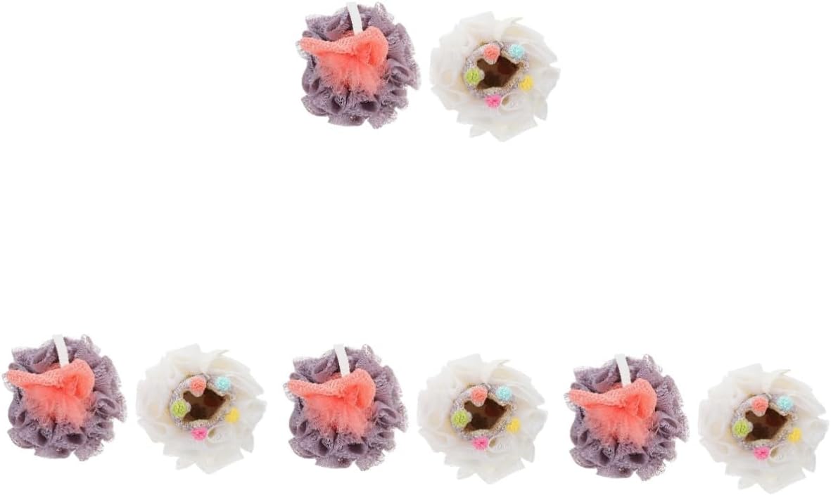 FRCOLOR 8pcs Bath Sponge Loofah Handle Shower Body Scrubber Exfoliating Tool Skin Cleaning Household Bathing