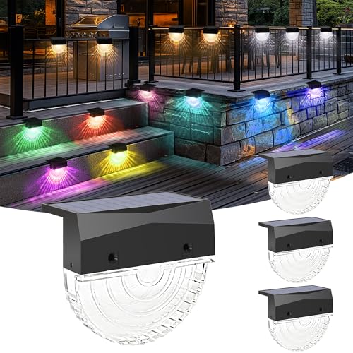 Solpex Confezione da 4 luci solari multicolori, 3 modalità, impermeabili, per esterni, per recinzioni, cortili, patio