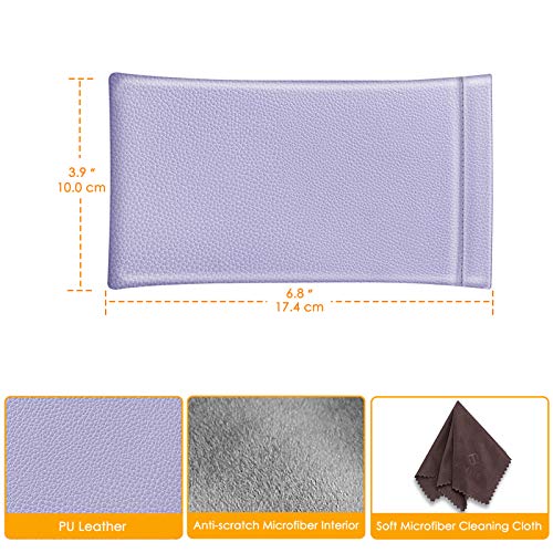 Image of FINTIE Soft Eyeglasses Case with Cleaning Cloth, Portable Squeeze Top Vegan Leather Glasses Pouch, Sunglasses Eyewear Bag