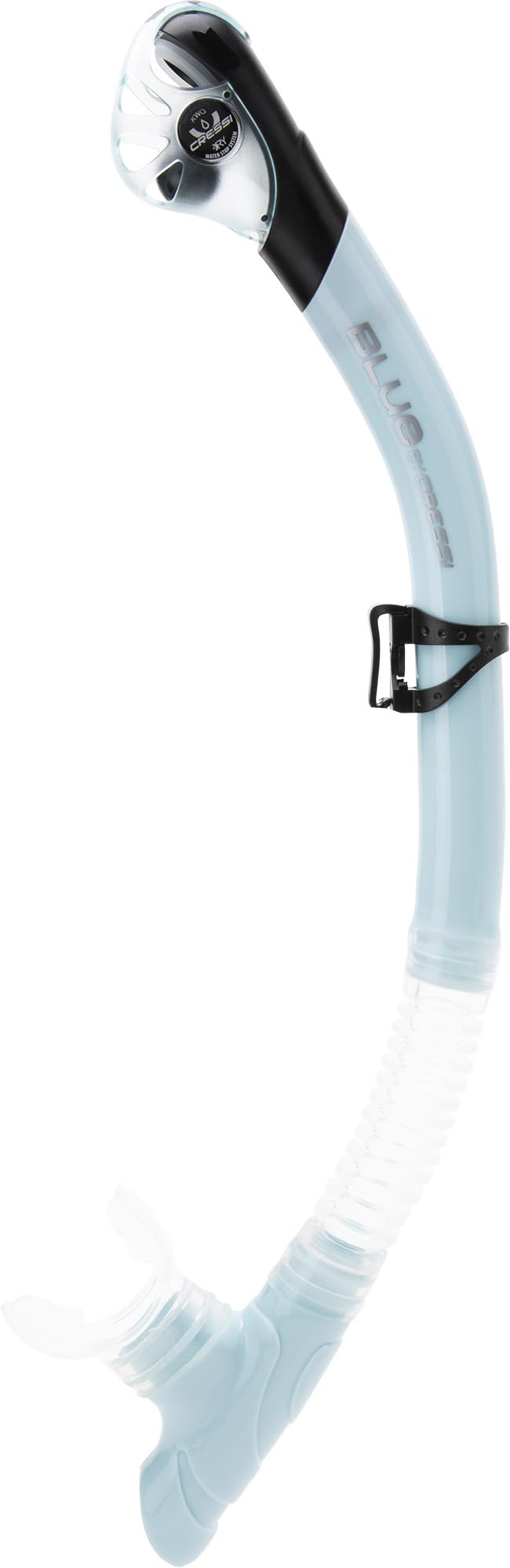 Cressi Scilla Snorkel Ice Cyan - Unisex Dry Snorkel Tube for Diving and Snorkelling, One Size