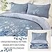 WONGS BEDDING Blue Quilt Set Queen Size,3 Pieces Navy Blue Floral Bedspread Coverlet Set,Soft Microfiber Lightweight Grayish Blue Gradient Floral Bedding Set Queen 96