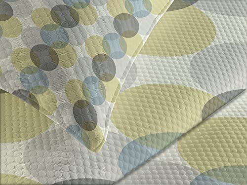 Lunarable Circle Bedspread, Flower Of Life Design Vintage Fifties Midcentury Atomic Art Movement Inspired, Decorative Quilted 3 Piece Coverlet Set With 2 Pillow Shams, King Size, Sepia Beige #TOP2