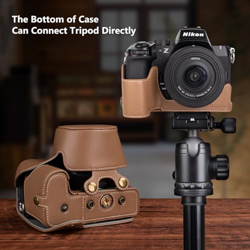 Funda Protectora para Cámara Nikon Z50 II en Cuero PU Khaki miniatura 6
