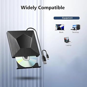 Portable External Blu-ray Drive Burner 3D BD CD DVD Optical Drive Player for Laptop PC