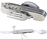 Schweizer Allzweckmesser Löffel Gabel Besteck faltbar Stahl.