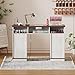 PAKASEPT Nail Tech Desk with Dust Collector, Farmhouse Manicure Table Nail Station w/LED Display Cabinet,Power Outlet,Dust Bags, Acetone-Resistant,Movable Shelves,Drawers for Salon Workstation,White