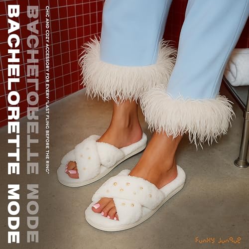 Funky Junque Bridal Slippers – White I Do Rhinestone Slides Bride Getting Ready Outfit, Engagement & Bachelorette Gifts4