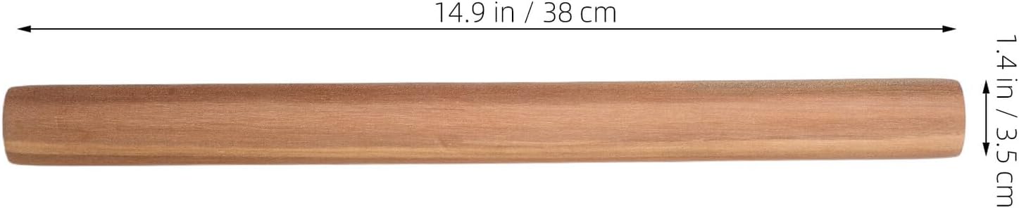 SHOWERORO Wooden Dough Roller Pin Thickened Solid Wood 38cm X 3.5cm Pastry Rolling Pin for Pizza Bread Cookies Baking Kitchen Tool