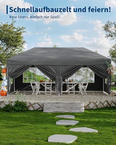 Acekool Carpeta Plegable De 3 x 6 m - Impermeable y Estable - Altura Ajustable, Protección UV 50+ - Tejido Oxford 420D, Estructura De Acero - Fácil De Montar, Ideal para El Jardín y Las Fiestas
