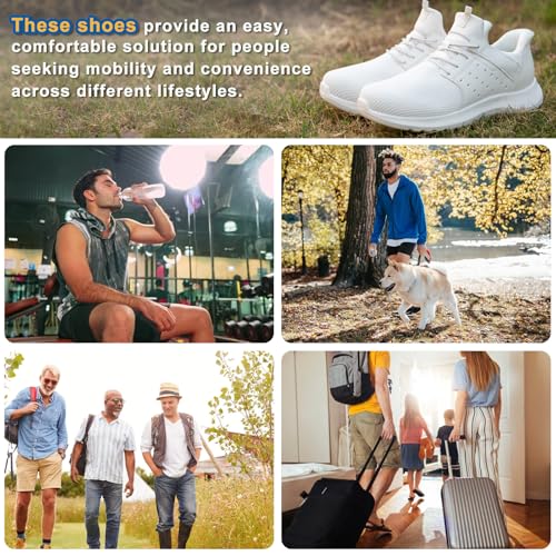 Image of Hands Free Slip On Shoes for Men Walking Casual Sneaker Arch Support Memory Foam Mesh Light Cushioning Fashion Breathable Stylish Black White Tan Grey