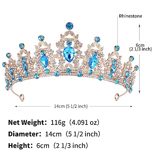 Tiaras para mujeres coronas de princesas accesorios de pelo azul 5