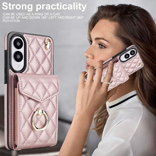 MRRSIWEI for Galaxy S25 FE Wallet Case.Lanyard Rose Gold - image 7