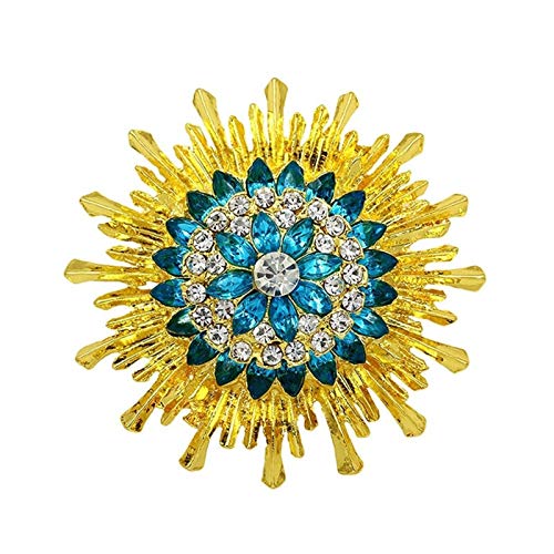Broche strass tournesol dore de haute qualite pour look sophistique