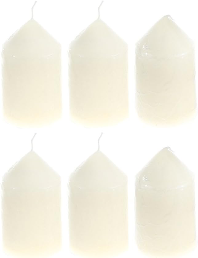 Mega Candles 6 pcs Unscented Ivory Dome Top Pillar Candle