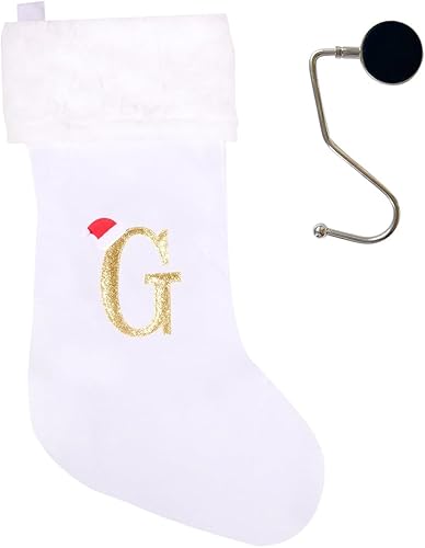 Vista 103 de Medias de Navidad con monograma de 20 pulgadas con letras, medias de Navidad súper suaves, medias grandes con monograma, medias de letras rojas