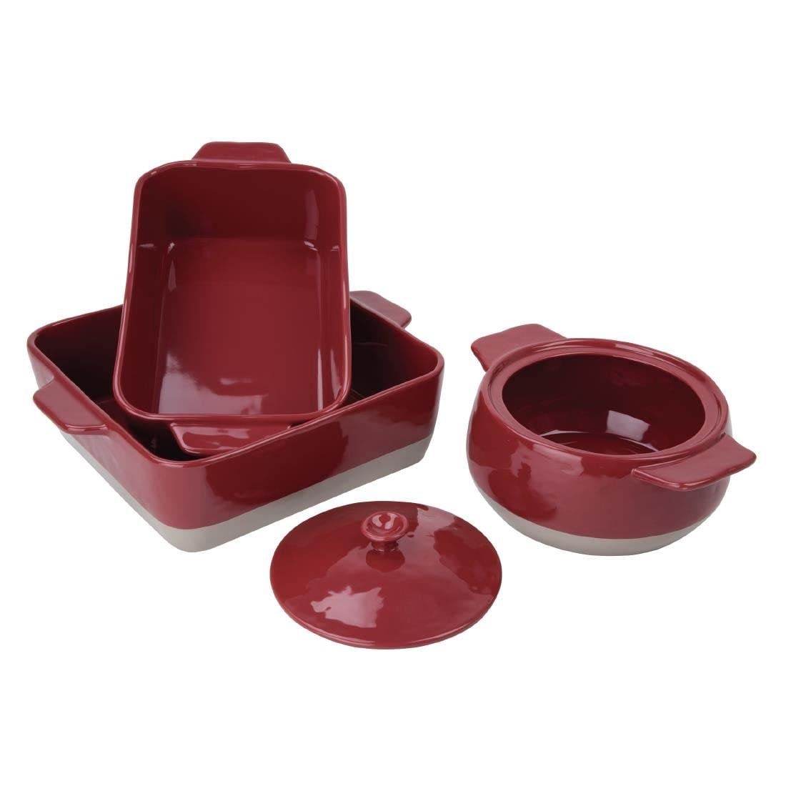 Olympia DB527 - Fuente de horno (cerámica, 0,52 g), color rojo y gris