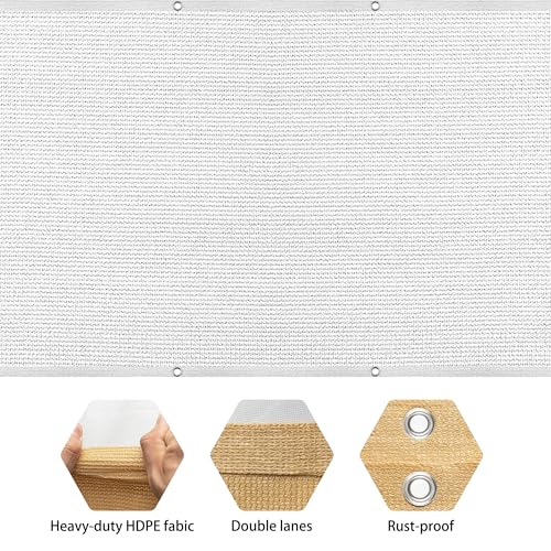Voile d'ombrage rectangulaire 2x8m blanchiment avec corde de fixation - 5
