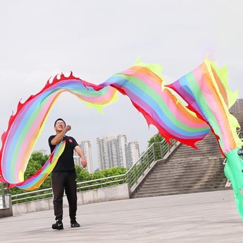 TFG - Ttfd Dragon Dance Ribbons, Park Flutter Sport Ribbons with Bag and Rope, Outdoor Ribbons for Talent Shows, Fitness(6 m Length)