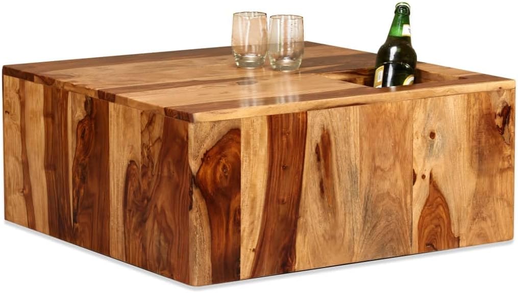 vidaXL Coffee Table Unique Natural Wood Grains Solid Acacia Wood Small