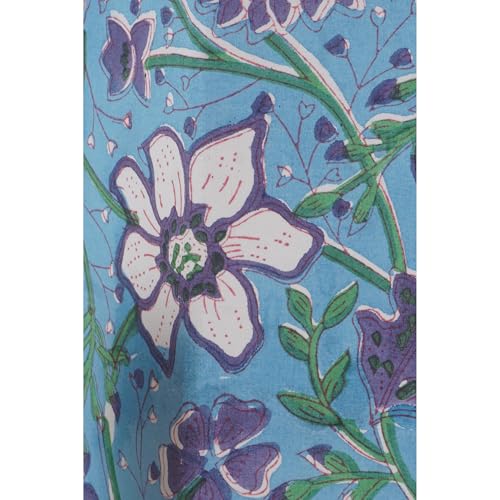 Image of Floral Hand Block Printed 3.3 Gallon Decorative Waste Basket - Eco-Friendly Cardboard Trash Can, Plastic-Free & Sustainable, Perfect for Christmas and Housewarming Gifts (1, Sky Blue Floral)