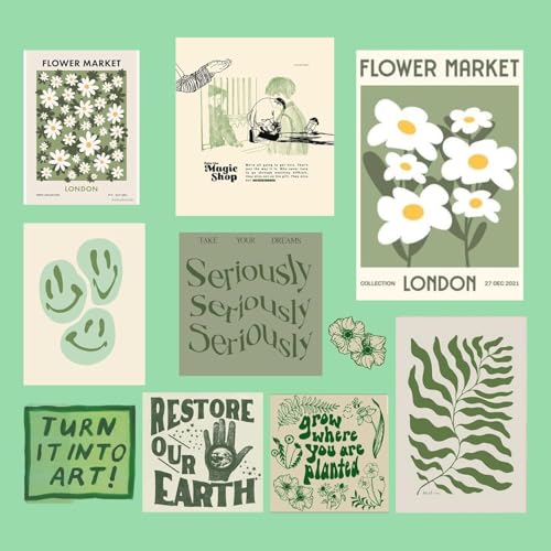 Image of Pack of 15 Cute Stickers for Laptops /Mobiles /Guitar /Journal etc. (Green Aesthetic)