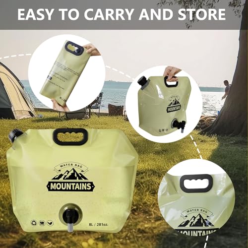 Image of Collapsible 8L Water Storage Bag, BPA-Free Portable Folding Water Jug with Adjustable Faucet, Leakproof Emergency Water Bag for Camping, Hiking, Riding, Outdoor Sport (BEIGE, 1)