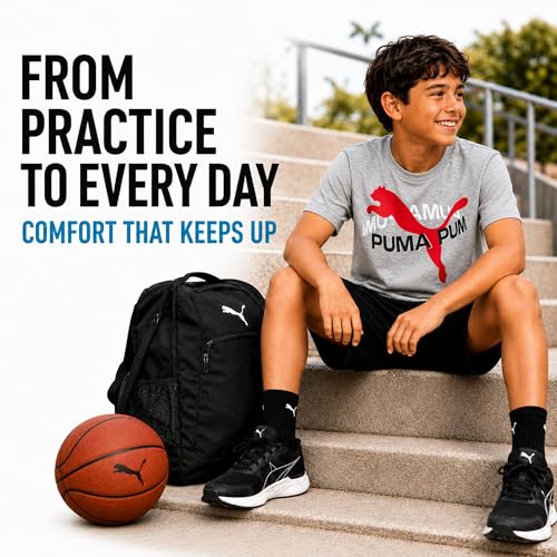 Image of PUMA Boys T-Shirts Athletic Crewneck Short Sleeve Tees (Sizes S-XL) | Soft Breathable Cotton Blend, Comfortable Casual Fit, Great for School, Play & Everyday Wear