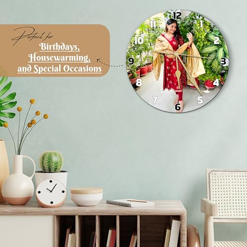 Image of SAVRI Personalized Gifts - Customized Photo Wall Clock for Her 12x12 Inch Acrylic Unique Birthday, Anniversary & Valentine Gift for Wife, Girlfriend, Daughter, Sister, Mother | Premium Room Decor