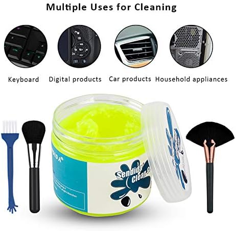 Car Cleaner Putty Detailing Brush - 2 Pack Auto Gel Interior Cleaner Putty Glue with Brushes Set for Cleaning PC Tablet Laptop Keyboards Car Vents Cleaner Slime Goop Detailer