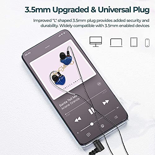 Image of in Ear Monitor Headphones, HiFi Stereo IEM Earphones, Dynamic Dual Driver Wired Earbuds with Detachable Cable, Noise Canceling Headset for Singers Musicians Drummers Audiophile (Blue, No Mic)