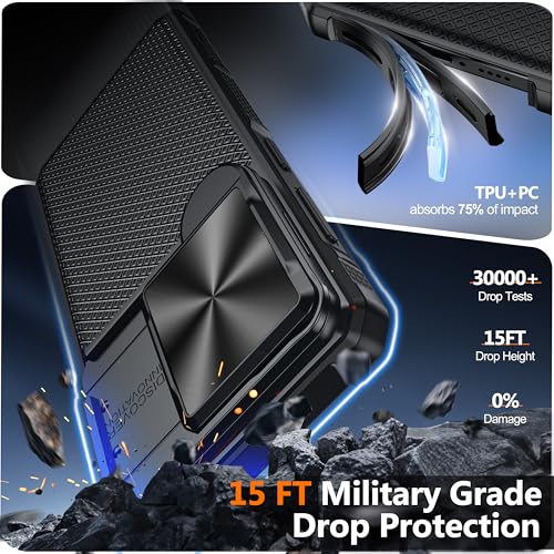 Image of Magnetic for Samsung Galaxy S26 Case,[Slide Camera Cover][Kickstand][Compatible with Magsafe][Military Grade Protection] Shockproof Rugged Case for Galaxy S26,Black