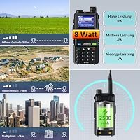 BAOFENG 5RM Dualband Funkgerät für UHF VHF Lizenziert erforderliches Amateurfunkgerät Leistungsstarkes Handfunkgerät Große Reichweite 999 Kanäle FM Radio VOX DTMF Walkie Talkie mit 2500mAh Akku – Ansicht 4