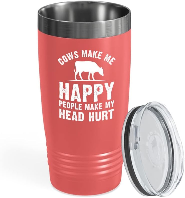 Dairy Farmer Coral Viking Tumbler 20oz - A Guy Just Pulled - Farming Garden Tractors Peasant Cultivator Agriculturist Peasant Animal Lovers