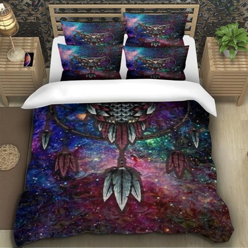 Housse de couette hibou attrape-rêves 140x200 linge de lit fantastique