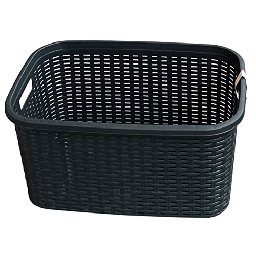 Tradineur - Cesta Colada Rectangular De Plástico - Fabricado En España - Capacidad De 35 Litros - Estilo Mimbre - 53,5 X 36 X 26,5 Cm - Color Antracita Tradineur - Cesta Colada Rectangular De Plástico - Fabricado En España - Capacidad De 35 Litros - Estilo Mimbre - 53,5 X 36 X 26,5 Cm - Color Antracita