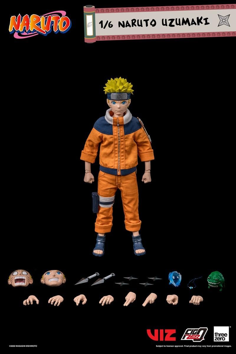 ThreeZero Naruto Uzumaki 1:6 Scale FigZero Collectible Figure Multicolor 9.5 inch