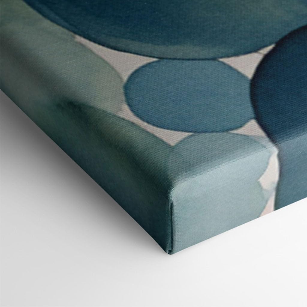 Canvas for Living room. Harmony in Hues: A Symphony of Blue and Green Circles in Abstract Watercolor Artistry, 27 x 18 inch Canvas Wall Art - Contemporary Masterpieces - Modern Home Decor