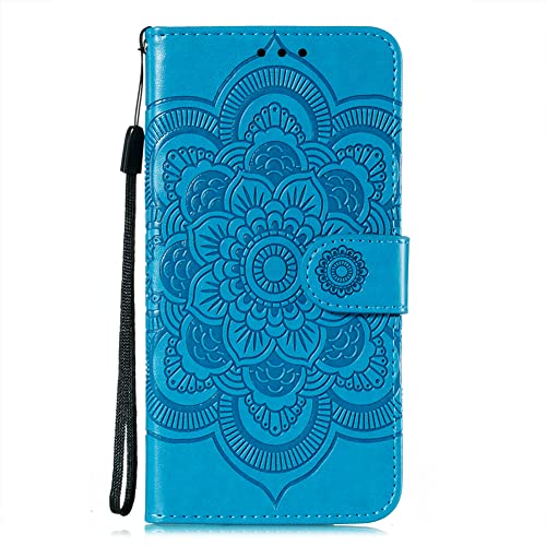 IMIRST Flip Case for Oppo Find X7 Ultra PU Leather Wallet Closure Embossed Shockproof Cover with Kickstand Card Slots Holder for Oppo Find X7 Ultra. LD Mandala Blue - Image 4