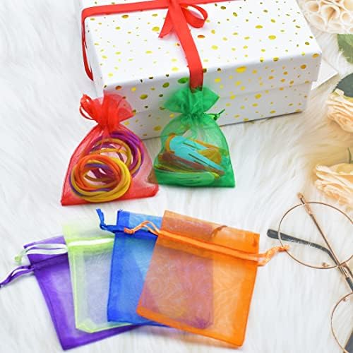 Syolee 50 Pcs Organza Bags Party Wedding Favour Gift Bags Jewelry Pouches with Drawstring 10 Colours