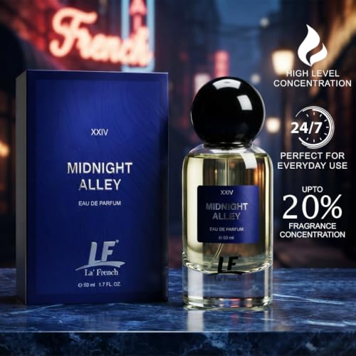 Image of La French Midnight Alley Unisex Perfume 50ml | Long-Lasting Fragrance Eau de Perfume | Premium Luxury Fragrance for Men & Women | Fresh, Sweet & Everyday Wear Scent