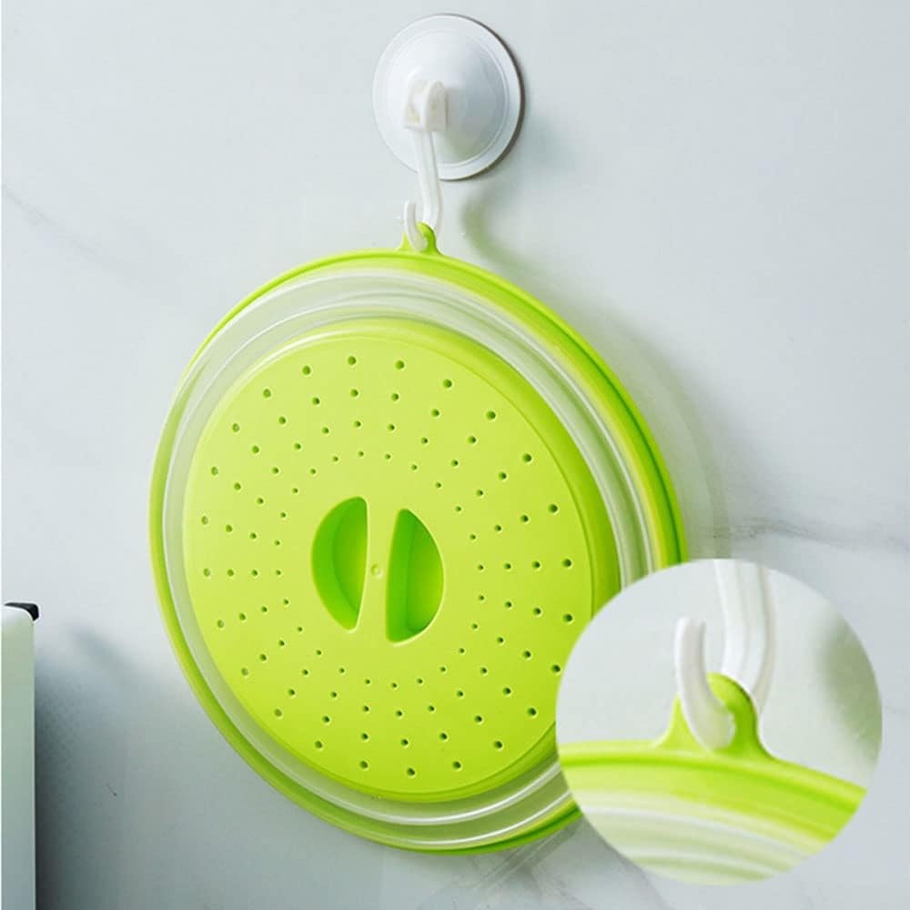 Collapsible Microwave Splatter Cover, 10.5 Inch, Dishwasher-safe, Microwave Plate Cover With Steam Vent，BPA-Free Silicone & Plastic(2 PCS,blue & red)