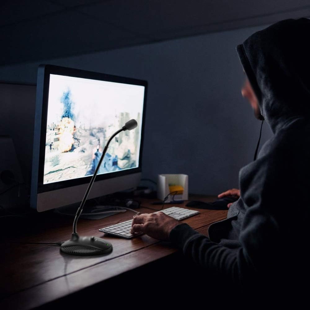 Microfono a collo d'oca per didattica e riunioni online, connessione USB, regolabile in altezza, ideale per videoconferenze e voce, compatibile con computer portatili e computer